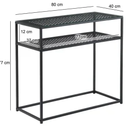 Wohnen Schwarzer Konsolentisch mit Glasplatte - Panfreda