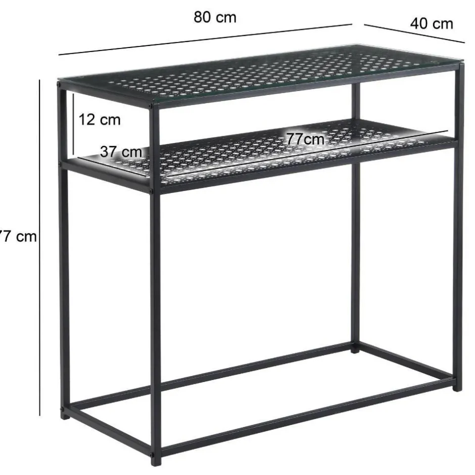 Wohnen Schwarzer Konsolentisch mit Glasplatte - Panfreda