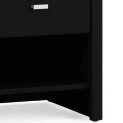 Schwarzer Nachttisch Magross mit Webstoff Bezug^Wohnen