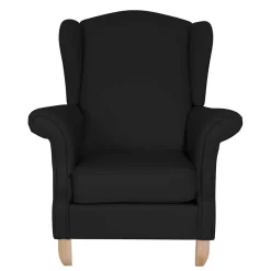 Wohnen Schwarzer Ohrenbackensessel aus Kunstleder - Yannik