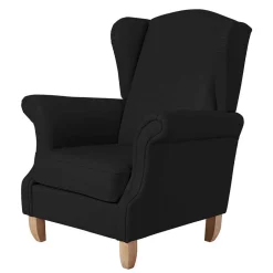 Wohnen Schwarzer Ohrenbackensessel aus Kunstleder - Yannik