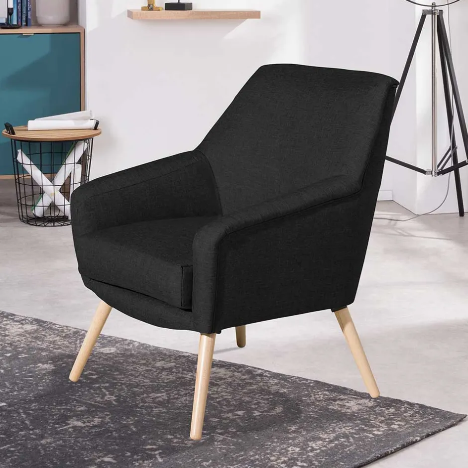Schwarzer Polstersessel aus Webstoff - Chiosma^Wohnen