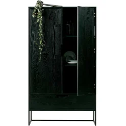 Wohnen Schwarzer Schrank aus Holz & Metall - Almery