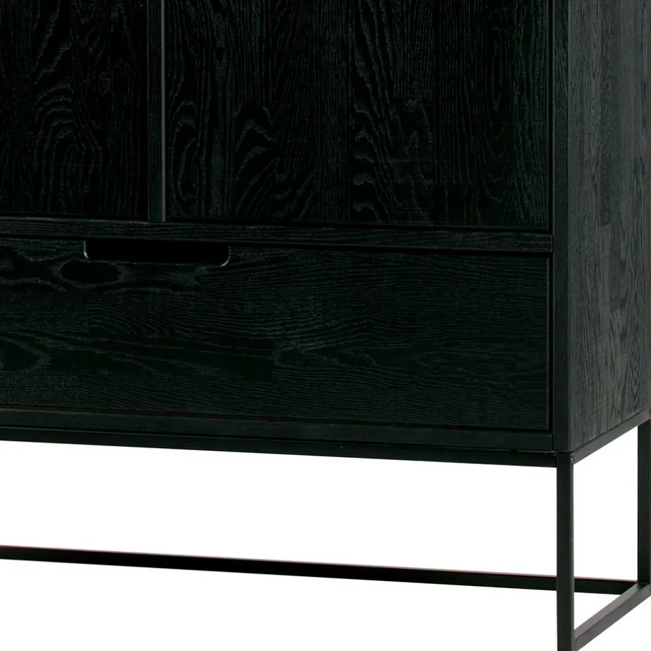 Wohnen Schwarzer Schrank aus Holz & Metall - Almery