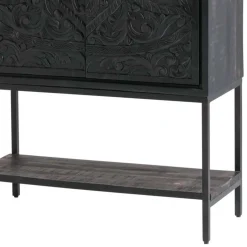 Schwarzer Schrank mit Schnitzereien - Namibe^Wohnen