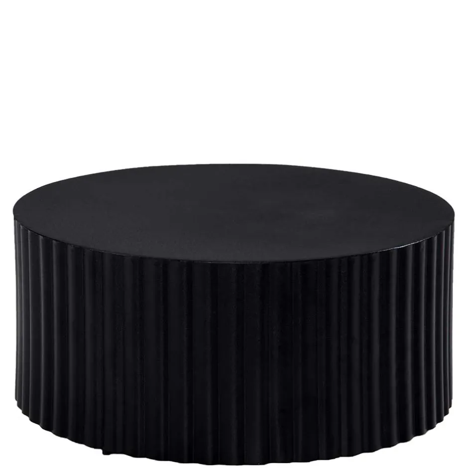 Schwarzer Sofatisch mit gerilltem Zylindergestell - Crocetta^Wohnen New