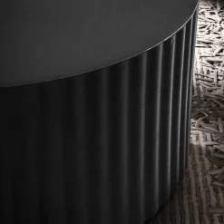 Schwarzer Sofatisch mit gerilltem Zylindergestell - Crocetta^Wohnen New