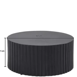 Schwarzer Sofatisch mit gerilltem Zylindergestell - Crocetta^Wohnen New