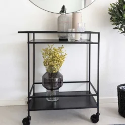 Wohnen Schwarzer Teewagen auf Metallrollen - Kalinca