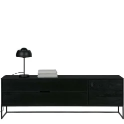 Schwarzer TV Unterschrank mit zwei Schubladen - Almery^Wohnen New