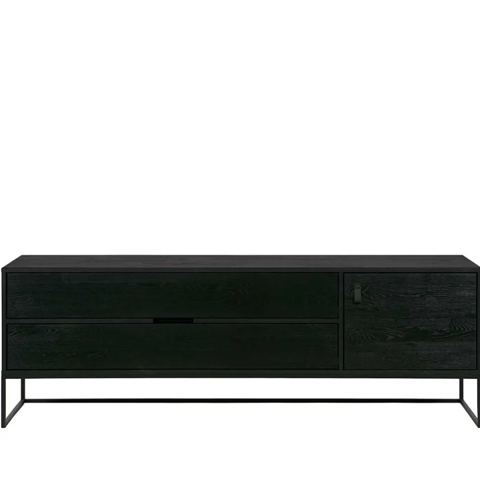 Schwarzer TV Unterschrank mit zwei Schubladen - Almery^Wohnen New