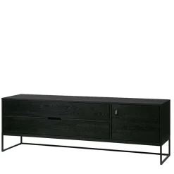 Schwarzer TV Unterschrank mit zwei Schubladen - Almery^Wohnen New