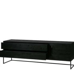 Schwarzer TV Unterschrank mit zwei Schubladen - Almery^Wohnen New
