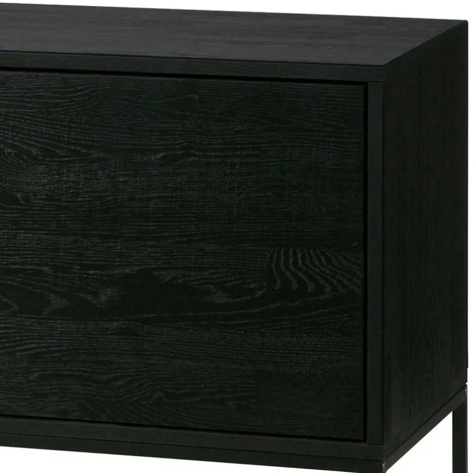 Schwarzer TV Unterschrank mit zwei Schubladen - Almery^Wohnen New