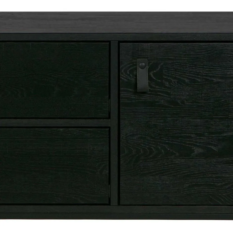 Schwarzer TV Unterschrank mit zwei Schubladen - Almery^Wohnen New