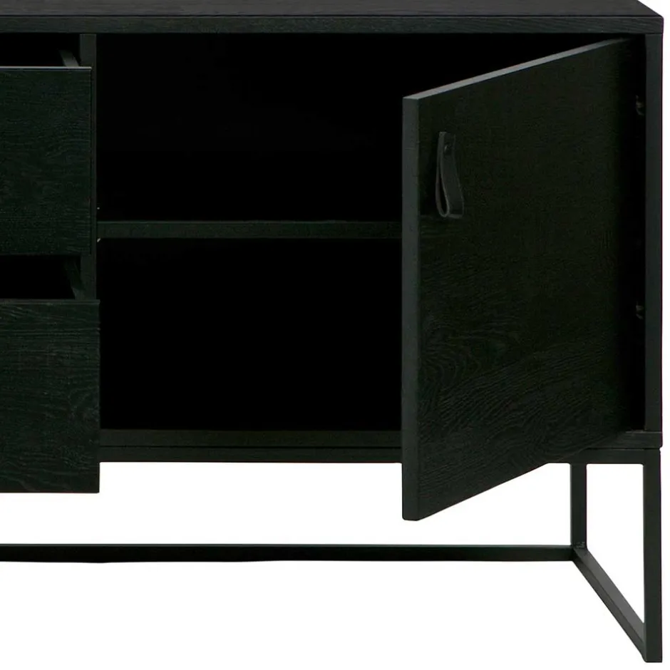 Schwarzer TV Unterschrank mit zwei Schubladen - Almery^Wohnen New