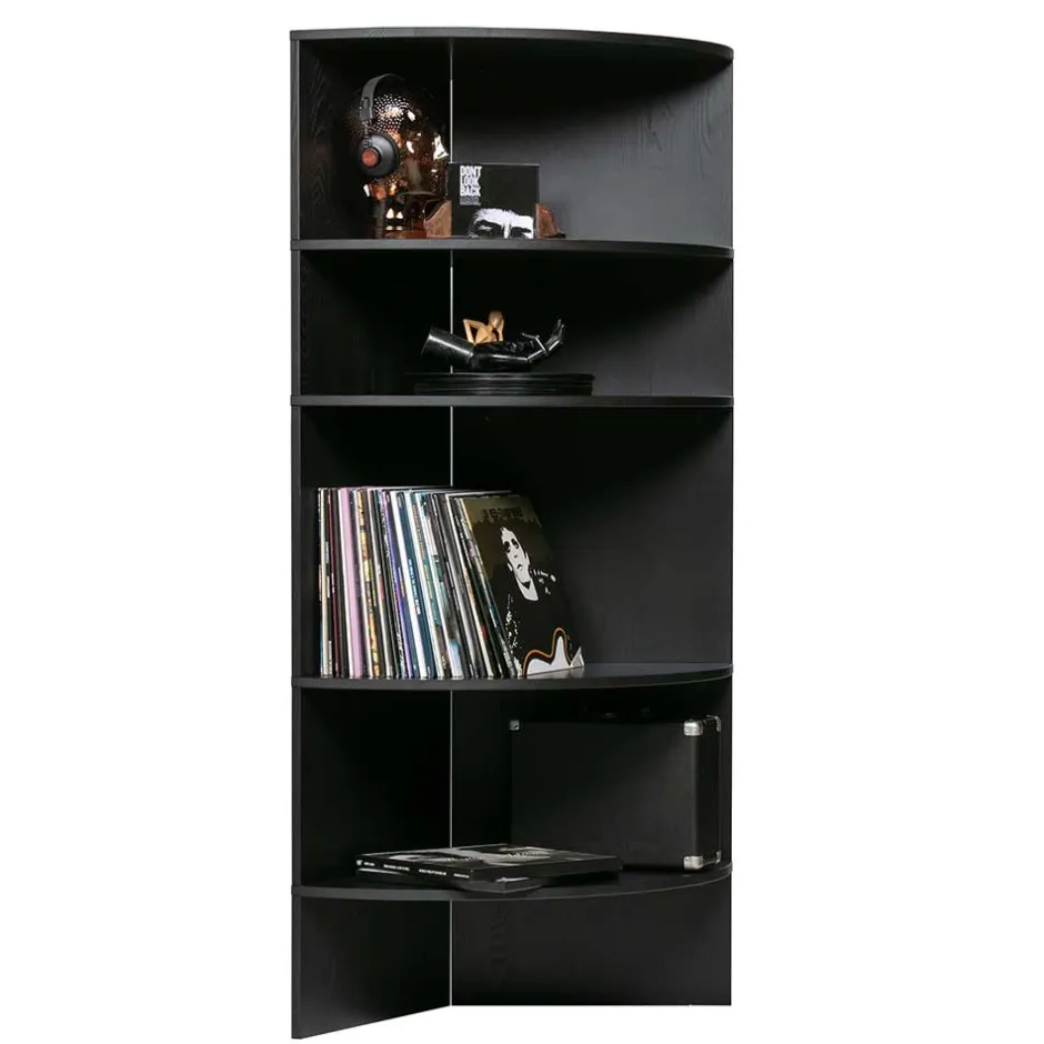 Schwarzes Holz Regal in Halbrund - Nircana^Wohnen Outlet