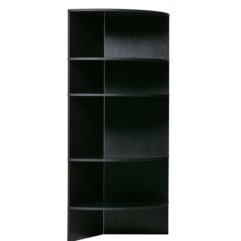 Schwarzes Holz Regal in Halbrund - Nircana^Wohnen Outlet
