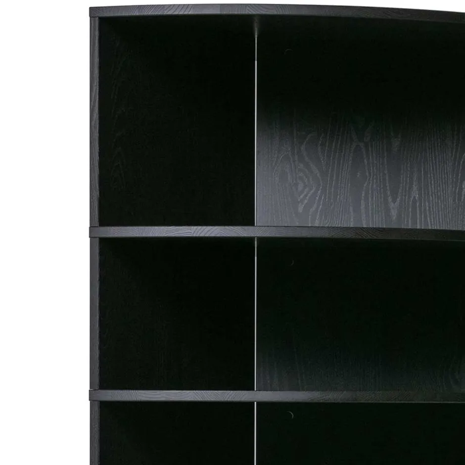 Schwarzes Holz Regal in Halbrund - Nircana^Wohnen Outlet