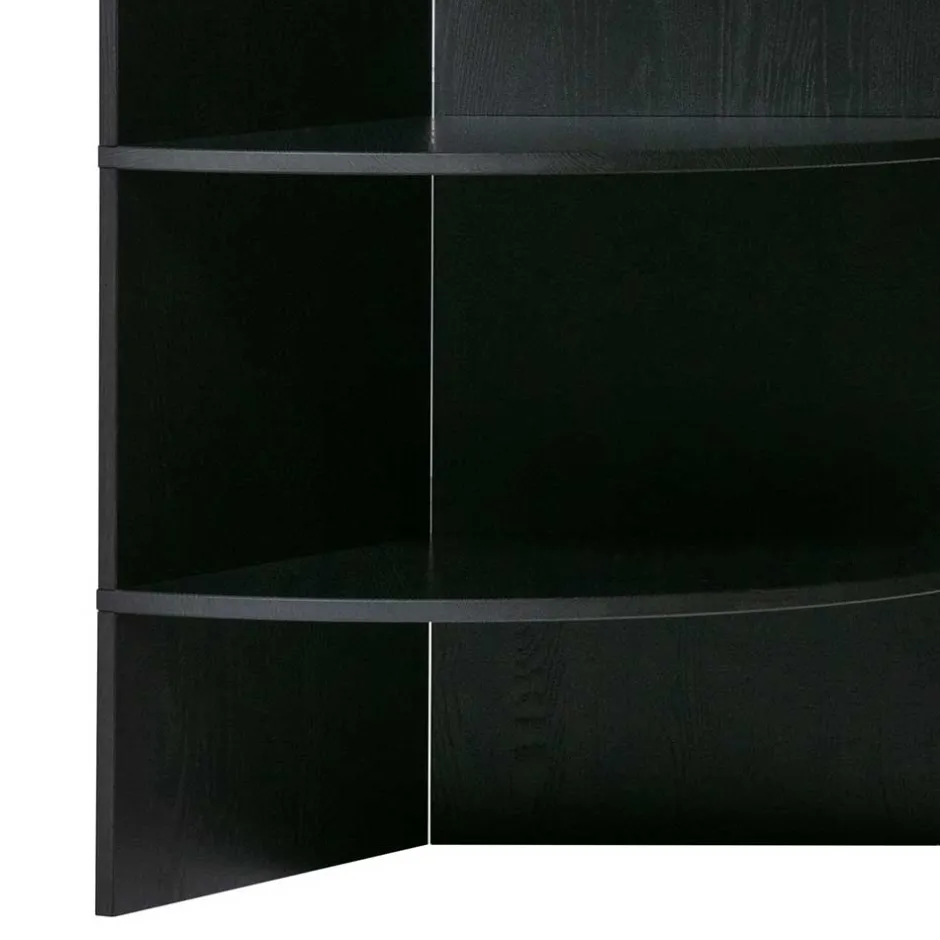 Schwarzes Holz Regal in Halbrund - Nircana^Wohnen Outlet