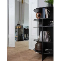 Schwarzes Holz Regal in Halbrund - Nircana^Wohnen Outlet