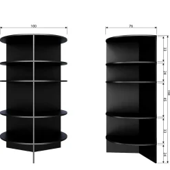 Schwarzes Holz Regal in Halbrund - Nircana^Wohnen Outlet