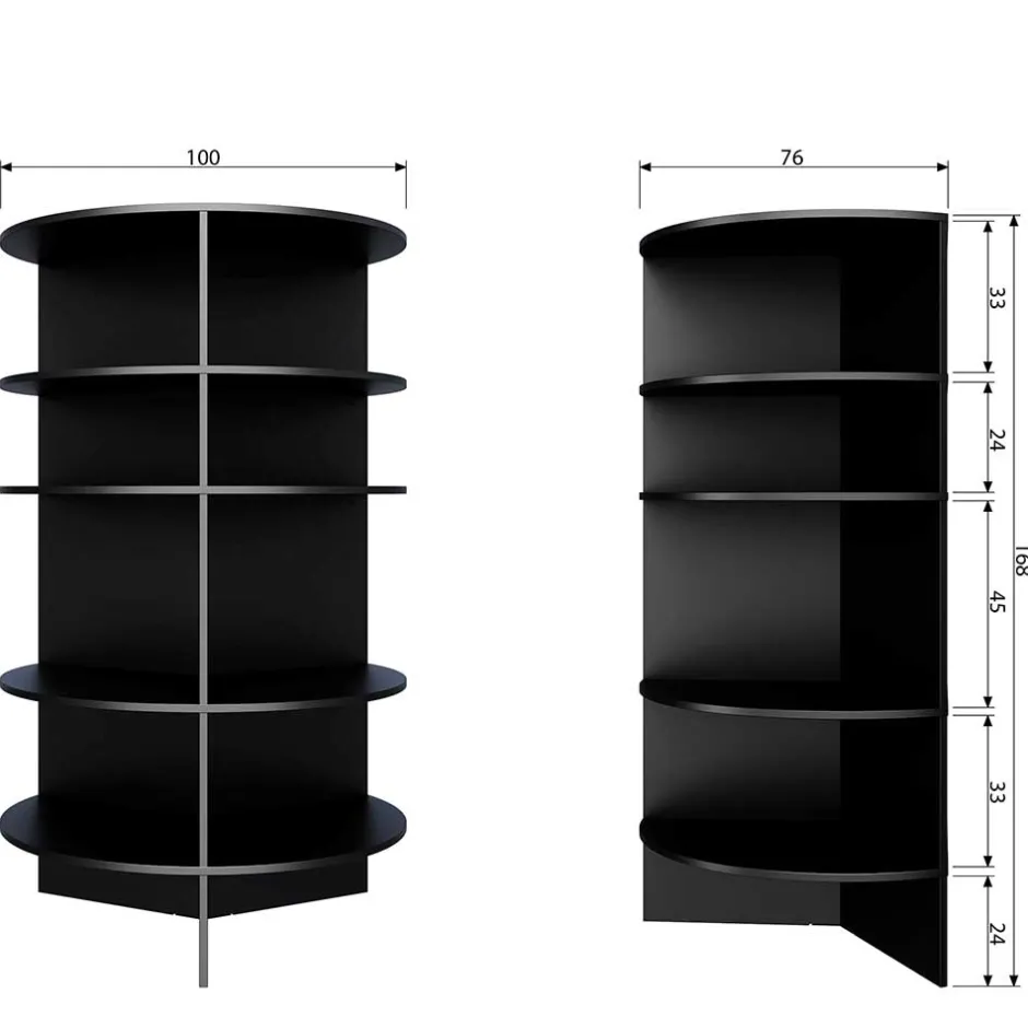 Schwarzes Holz Regal in Halbrund - Nircana^Wohnen Outlet