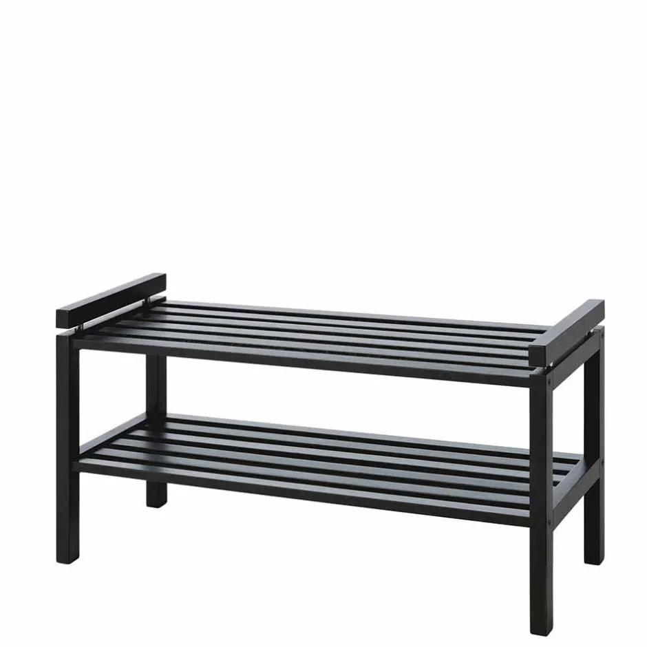 Schwarzes Schuhregal aus Eiche Massivholz - Geskan^Wohnen