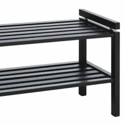 Schwarzes Schuhregal aus Eiche Massivholz - Geskan^Wohnen