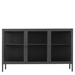 Schwarzes Sideboard mit drei Glastüren - Frumus^Wohnen Online