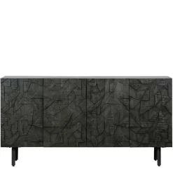 Wohnen Schwarzes Sideboard mit Schnitzereien Front - Eiken