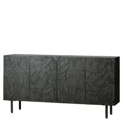 Wohnen Schwarzes Sideboard mit Schnitzereien Front - Eiken