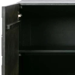 Wohnen Schwarzes Sideboard mit Schnitzereien Front - Eiken