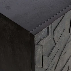 Wohnen Schwarzes Sideboard mit Schnitzereien Front - Eiken