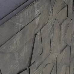 Wohnen Schwarzes Sideboard mit Schnitzereien Front - Eiken