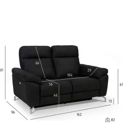 Wohnen Schwarzes Zweier Sofa mit Relaxfunktion - Salma