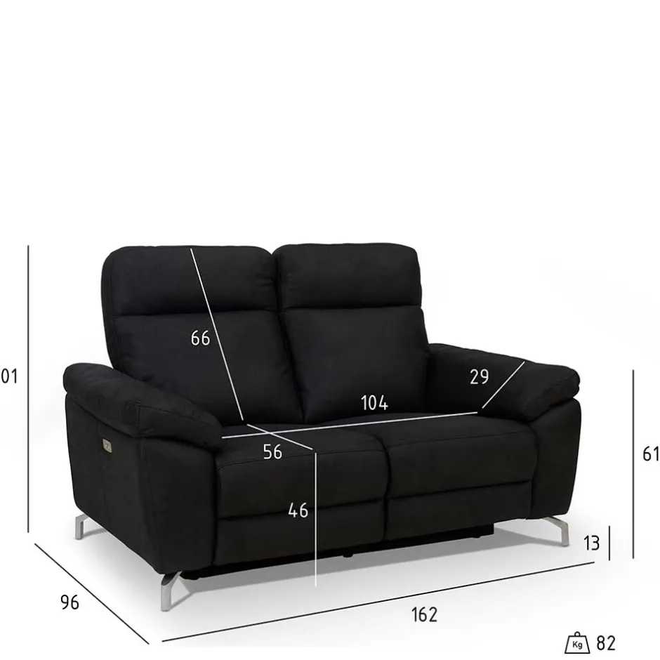 Wohnen Schwarzes Zweier Sofa mit Relaxfunktion - Salma