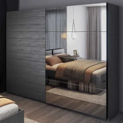 Wohnen Schwebetüren-Kleiderschrank in Eiche Grau - Carika