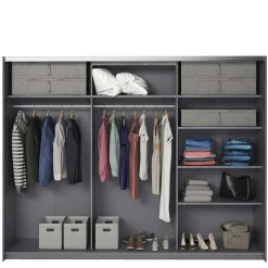 Wohnen Schwebetüren-Kleiderschrank in Eiche Grau - Carika