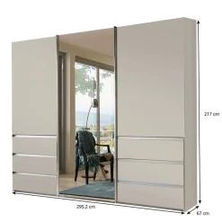 Wohnen Schwebetüren-Kleiderschrank in Champagner - Nafissa