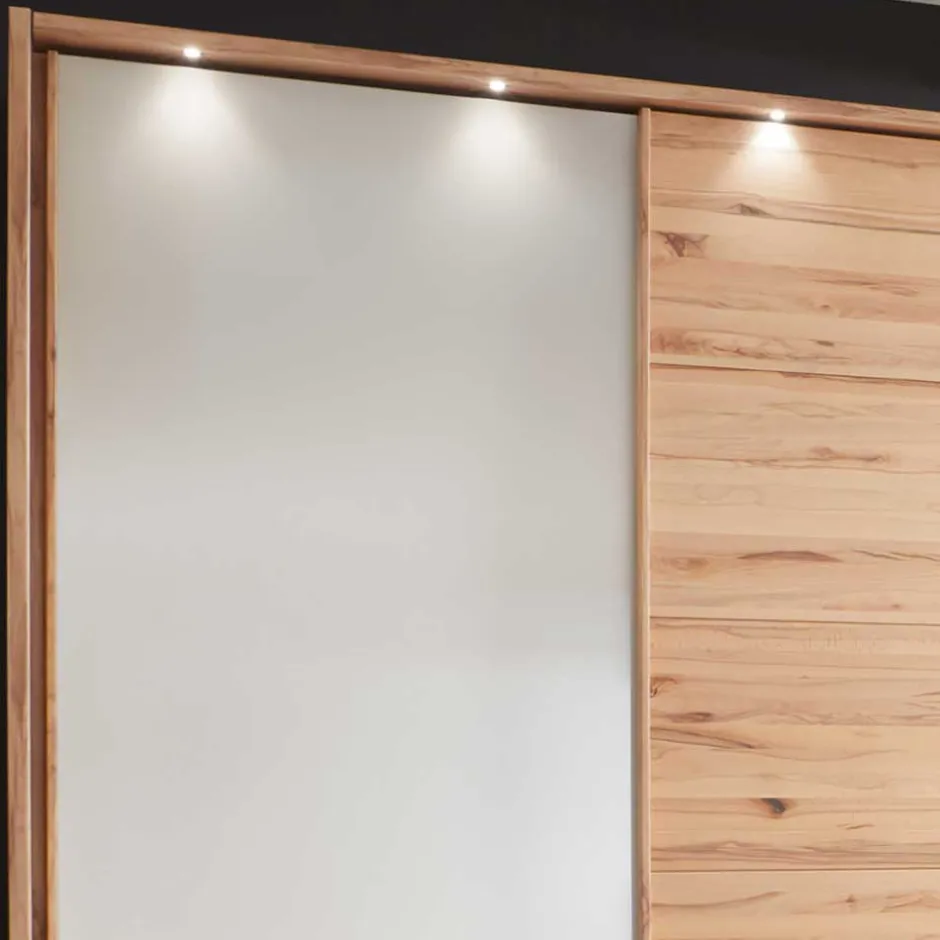 Wohnen Schwebetürenschrank in Kernbuche & Beige - Krofun