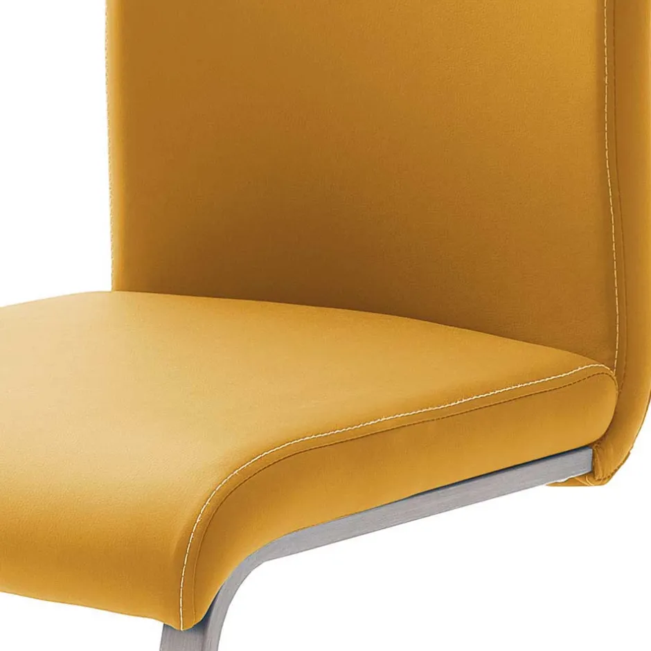 Schwingstuhl in Curry Gelb Kunstleder Ericova mit Edelstahl Gestell (4er Set)^Wohnen Hot