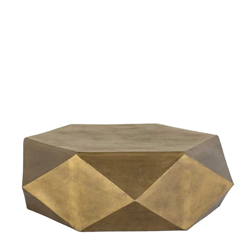 Sechseckiger Couchtisch aus Alu Guss in Gold - Geniale^Wohnen Discount