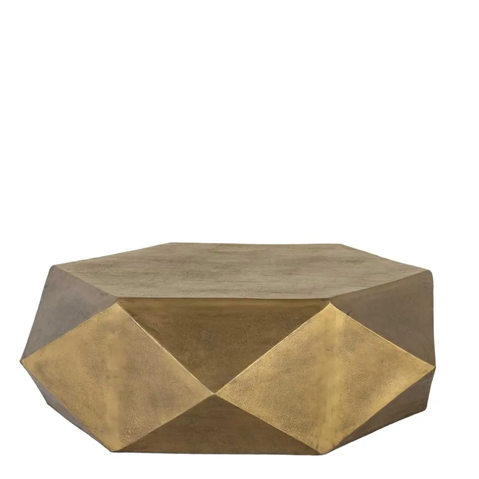 Sechseckiger Couchtisch aus Alu Guss in Gold - Geniale^Wohnen Discount
