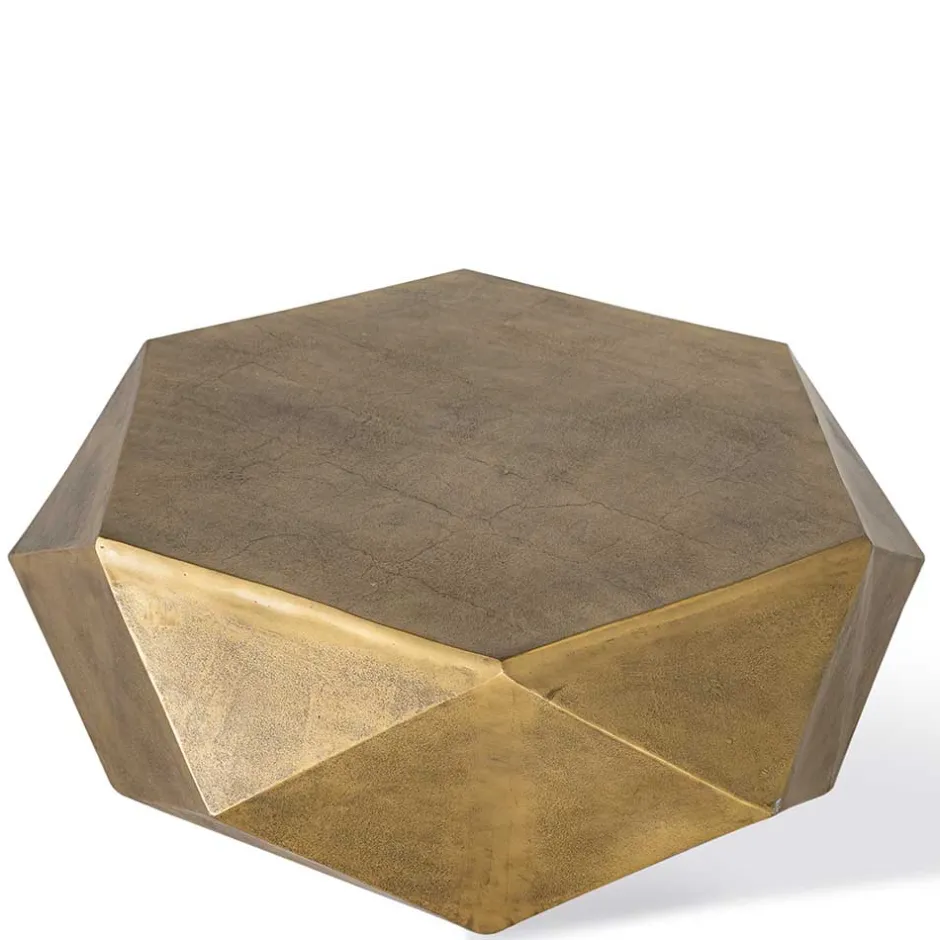 Sechseckiger Couchtisch aus Alu Guss in Gold - Geniale^Wohnen Discount