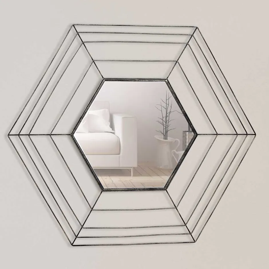 Sechseckiger Spiegel im Spinnweben Design - Vivenda^Wohnen Discount