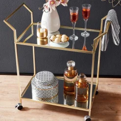 Wohnen Servierwagen mit Spiegel Ablagen - Akeno