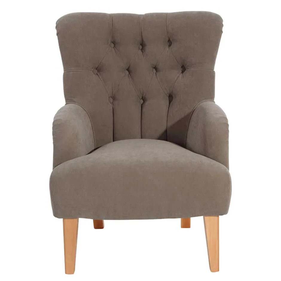 Sessel in Beigegrau und Buche - Celavio^Wohnen Best