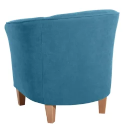 Wohnen Sessel in Petrol Blau und Buche Natur - Kusmana