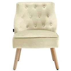 Wohnen Sessel mit Knopfheftung in Creme Samt - Artling (2er Set)